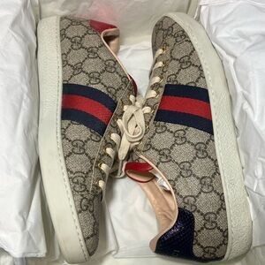 Gucci Beige and Red Sneakers